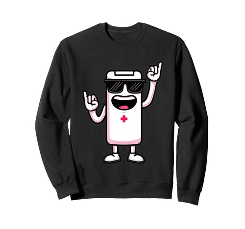 Battery Mascot Rock Hand Signs Sweatshirt - Custom Art Print Men Women - T-Shirt, Sweatshirt, Hoodie