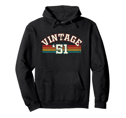 1951 Birth Year Birthday Rainbow Hoodie - Fun Novelty Design for Adults - T-Shirt, Sweatshirt, Hoodie