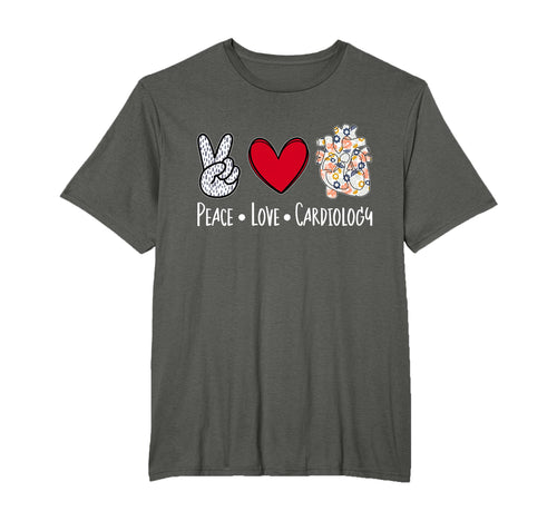 Peace Love Cardiology Cardiac Nurse T-Shirt - Minimalist Print for Adults - T-Shirt, Sweatshirt, Hoodie