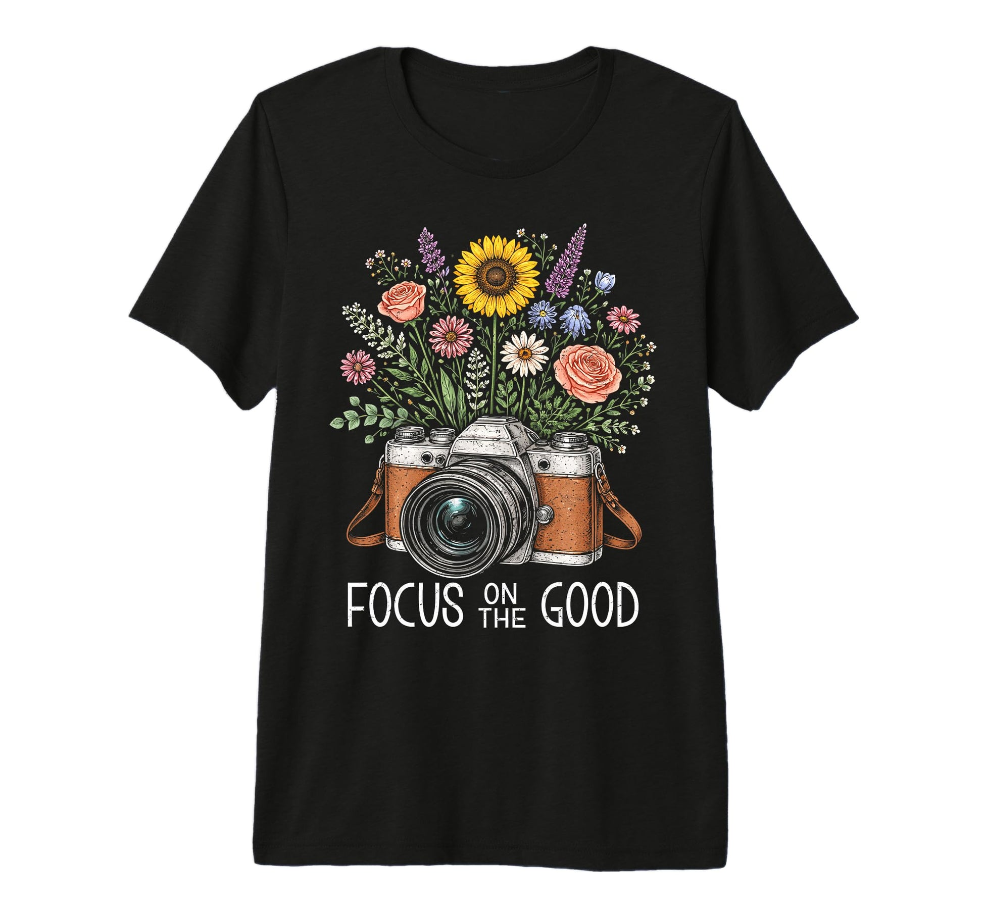 Photographer Focus Good Floral Camera T-Shirt - Unique Graphic Unisex - T-Shirt, Sweatshirt, Hoodie