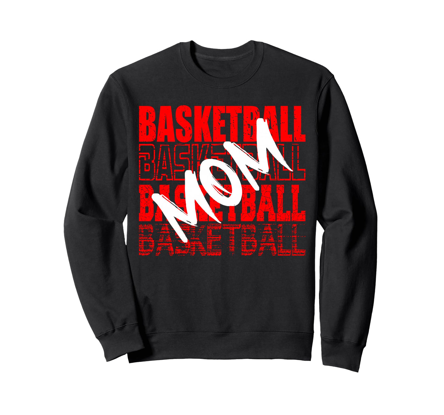 Basketball Mom Red Distressed Sweatshirt - Minimalist Print Men Women - T-Shirt, Sweatshirt, Hoodie