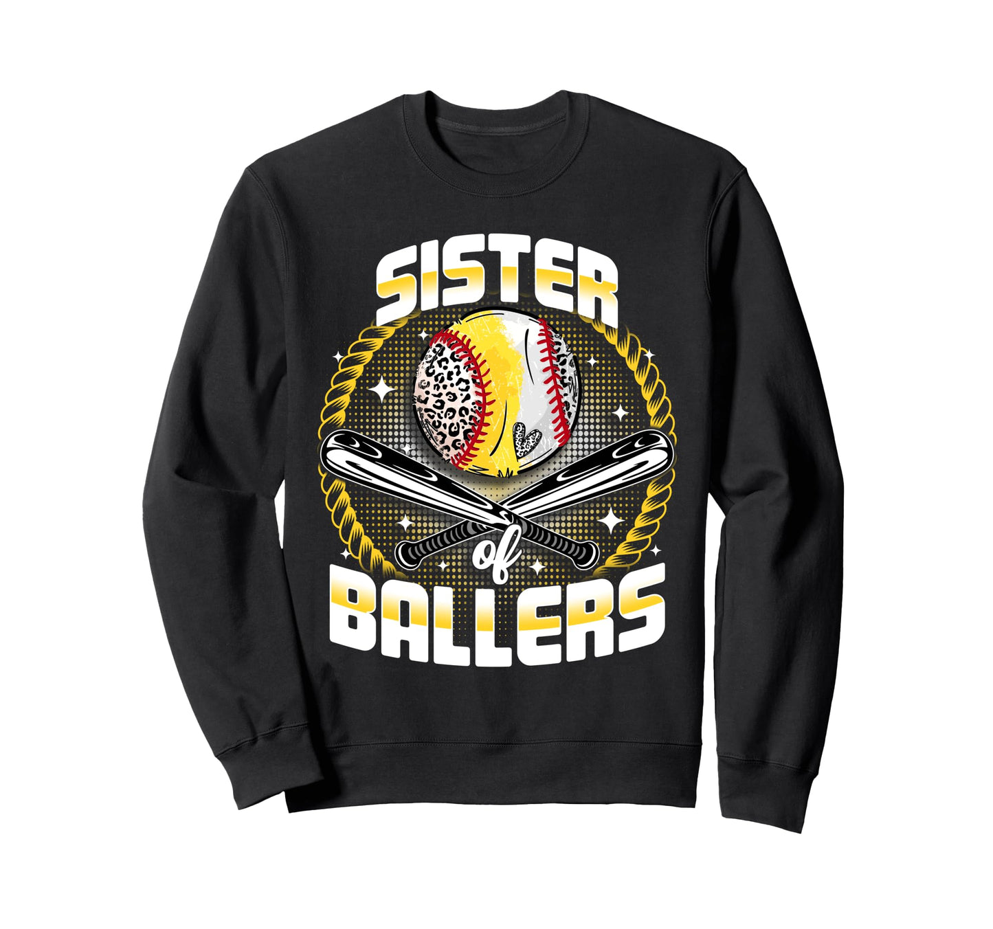Baseball Softball Sister Ballers Sweatshirt - Custom Art Print for Adults - T-Shirt, Sweatshirt, Hoodie