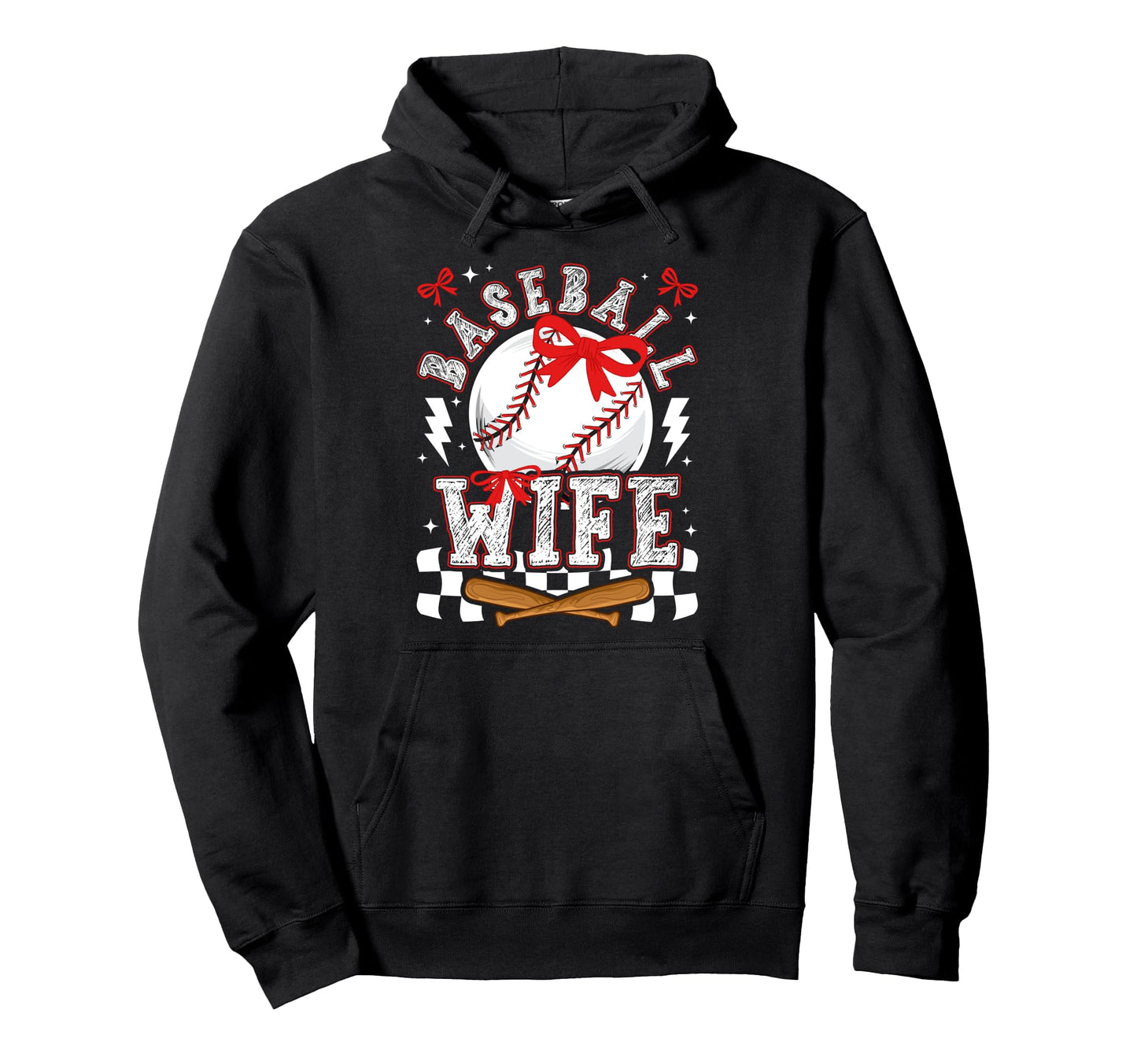 Baseball Wife Coquette Wife Baseball Hoodie - Graphic Print for Adults - T-Shirt, Sweatshirt, Hoodie