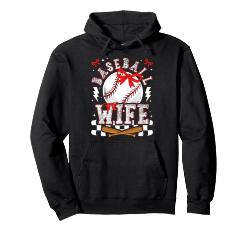 Baseball Wife Coquette Wife Baseball Hoodie - Graphic Print for Adults - T-Shirt, Sweatshirt, Hoodie