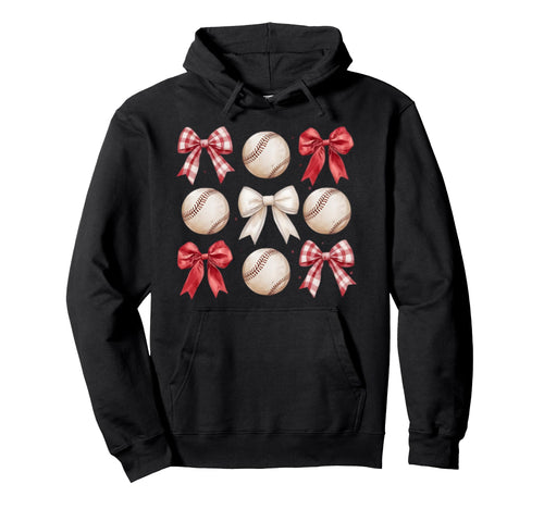 Baseball Coquette Bow Mom Sister Hoodie - Novelty Apparel for Adults - T-Shirt, Sweatshirt, Hoodie