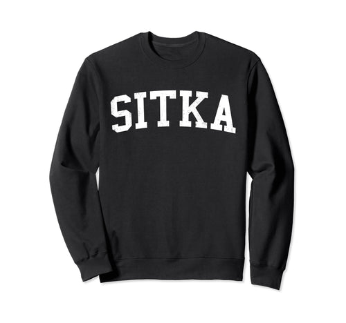 Sitka Ak Distressed White Varsity Sweatshirt - Streetwear Style for Adults - T-Shirt, Sweatshirt, Hoodie