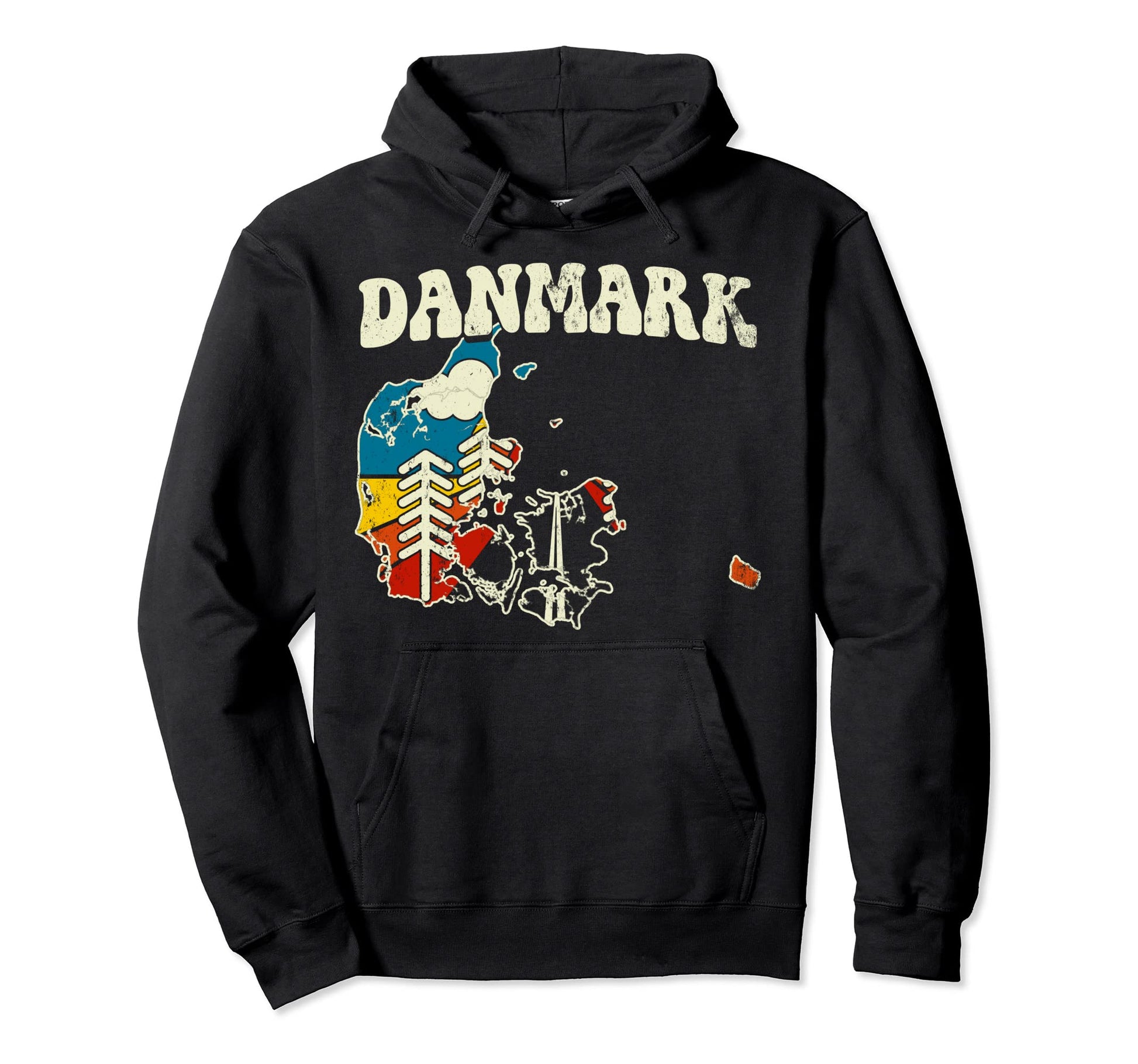Denmark Danish Country Rainbow Danmark Map Hoodie - Custom Art Print Unisex - T-Shirt, Sweatshirt, Hoodie