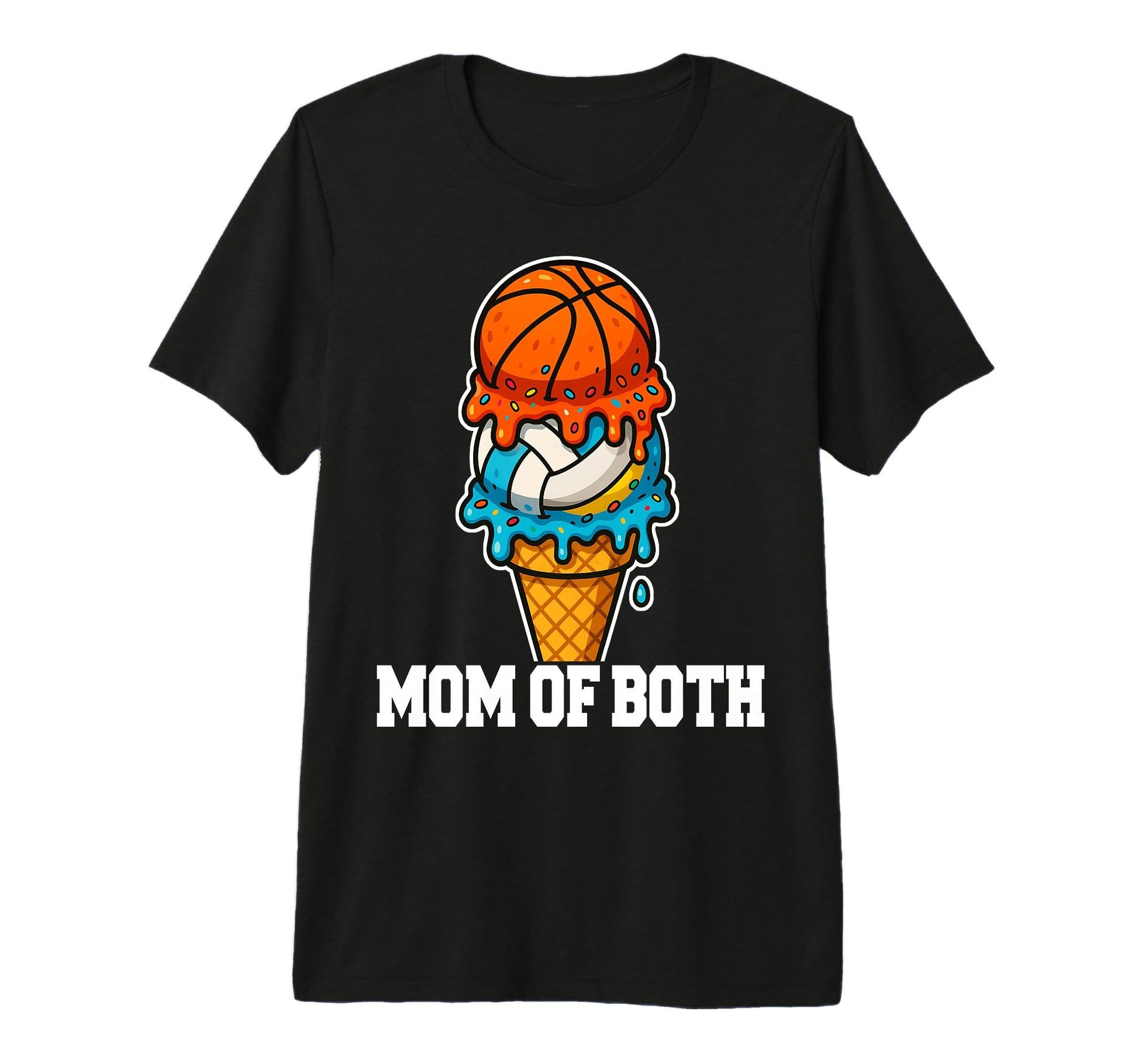 Basketball Volleyball Mom Ice Cream T-Shirt - Unique Graphic Men Women - T-Shirt, Sweatshirt, Hoodie