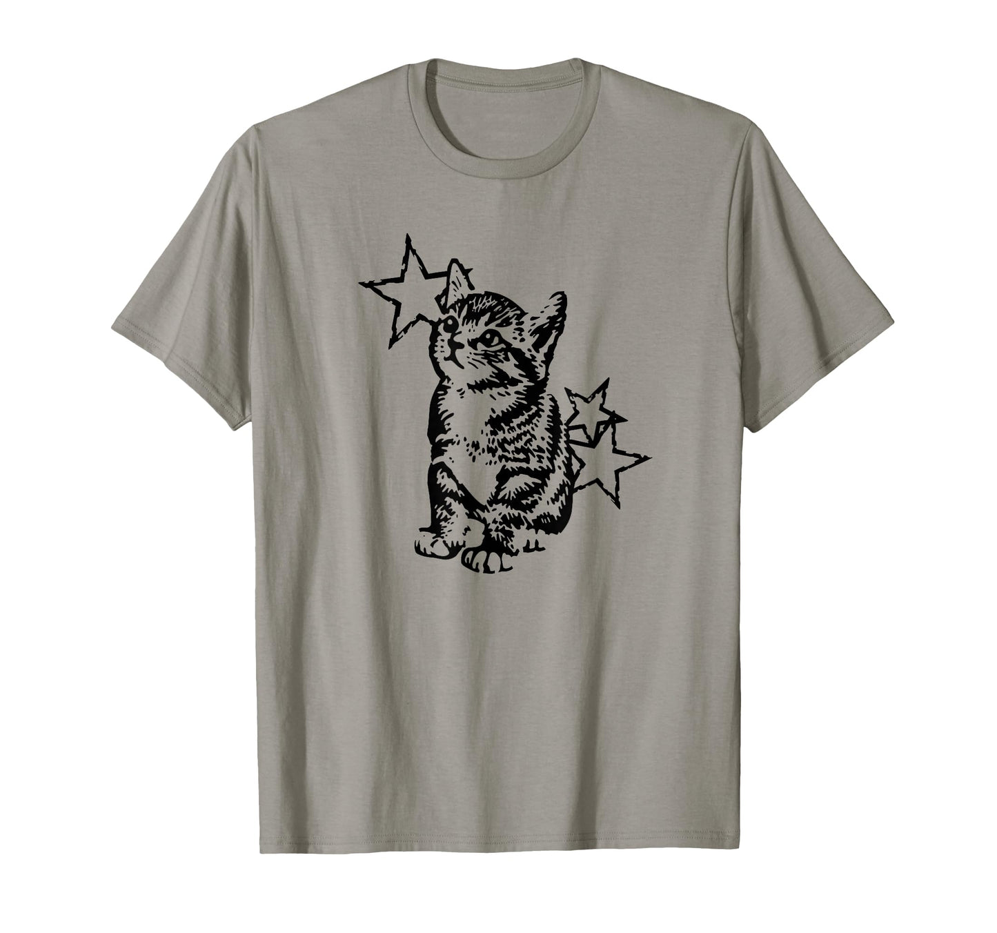 Kitten Cat Stars Grunge Aesthetic Y2K T-Shirt - Unique Graphic for Adults - T-Shirt, Sweatshirt, Hoodie