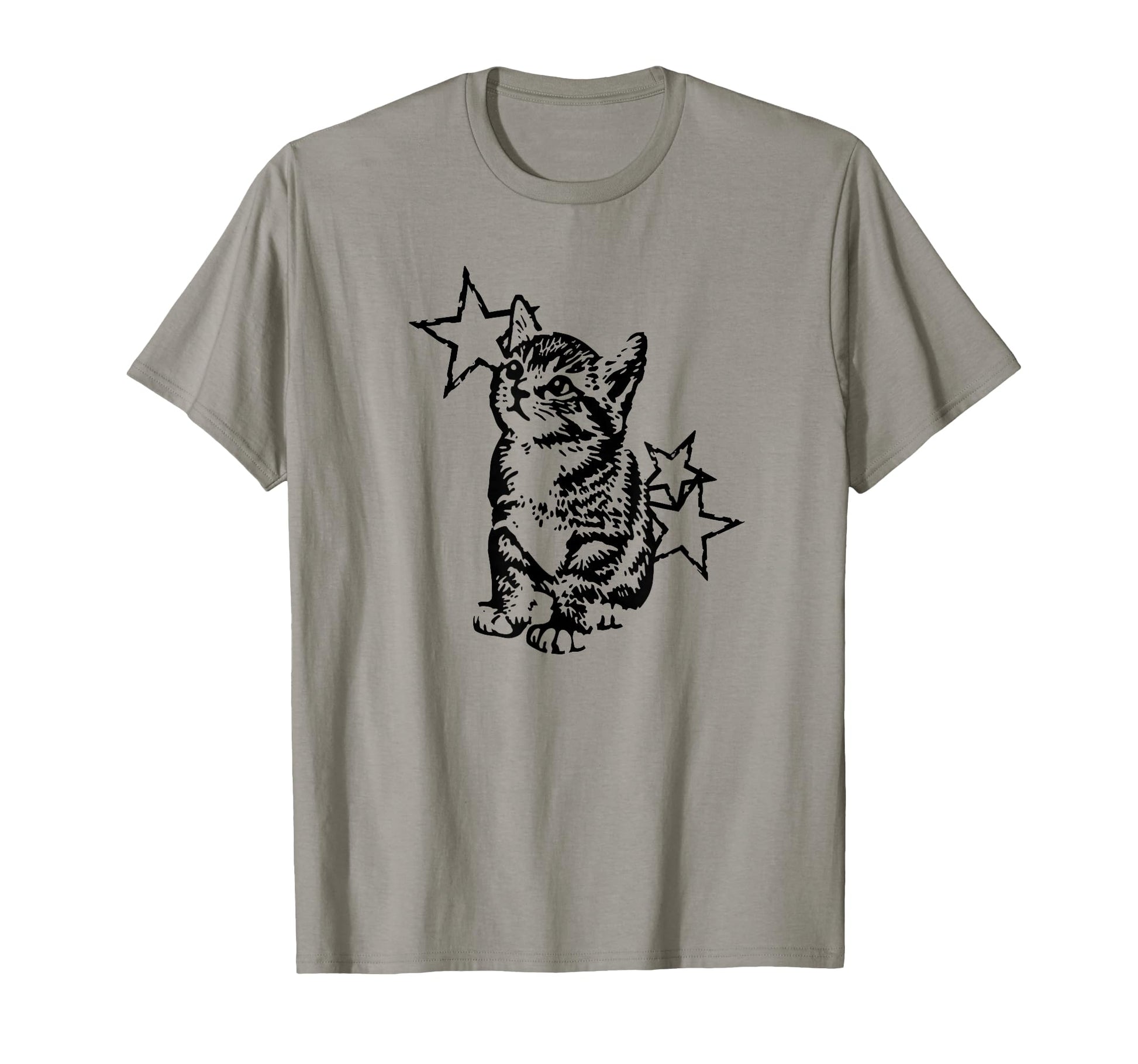 Kitten Cat Stars Grunge Aesthetic Y2K T-Shirt - Unique Graphic for Adults - T-Shirt, Sweatshirt, Hoodie