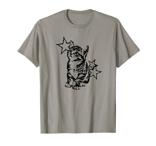 Kitten Cat Stars Grunge Aesthetic Y2K T-Shirt - Unique Graphic for Adults - T-Shirt, Sweatshirt, Hoodie