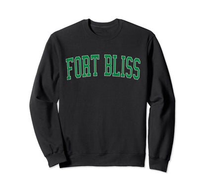 Fort Bliss Tx Distressed Green Sweatshirt - Aesthetic Graphic for Adults - T-Shirt, Sweatshirt, Hoodie