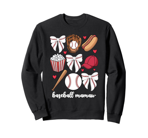 Baseball Mamaw Coquette Bow Baseball Sweatshirt - Graphic Print Men Women - T-Shirt, Sweatshirt, Hoodie