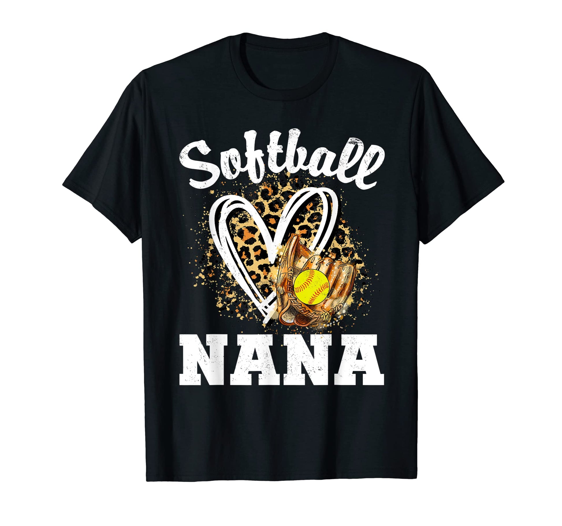 Softball Nana Leopard Heart Grandma T-Shirt - Unique Graphic for Adults - T-Shirt, Sweatshirt, Hoodie