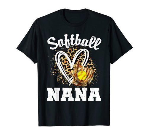 Softball Nana Leopard Heart Grandma T-Shirt - Unique Graphic for Adults - T-Shirt, Sweatshirt, Hoodie