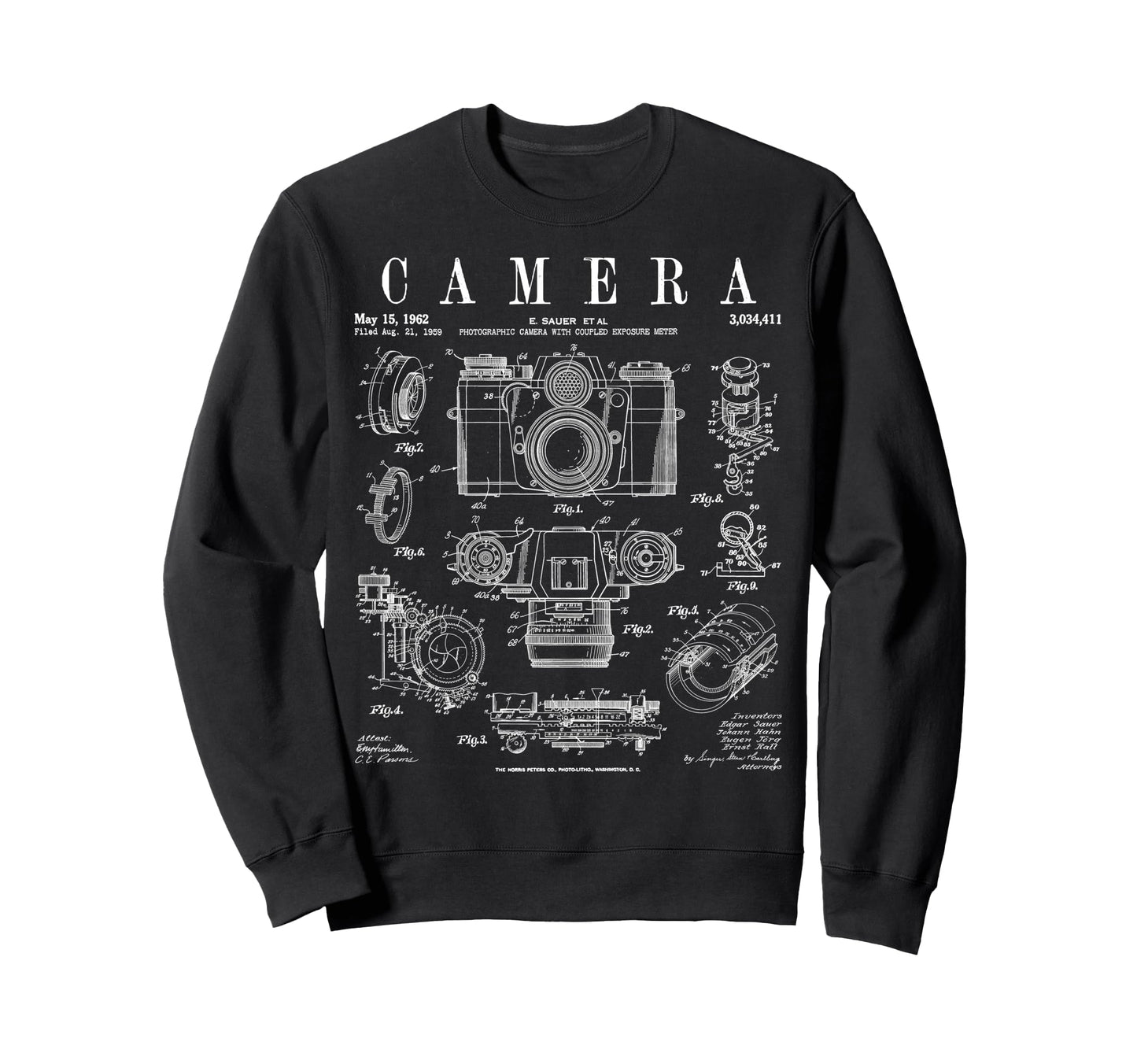 Photography Camera Patent Drawing Sweatshirt - Fun Novelty Design Unisex - T-Shirt, Sweatshirt, Hoodie
