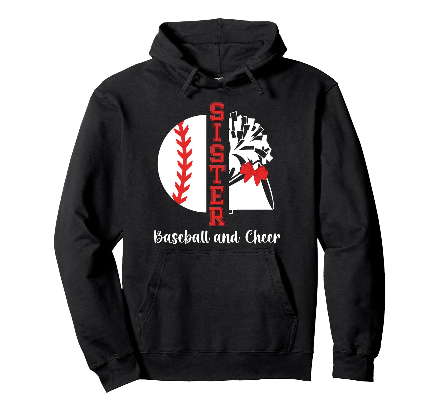 Baseball And Cheer Sister Cheerleading Hoodie - Aesthetic Graphic Unisex - T-Shirt, Sweatshirt, Hoodie