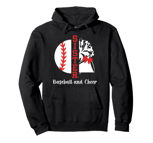 Baseball And Cheer Sister Cheerleading Hoodie - Aesthetic Graphic Unisex - T-Shirt, Sweatshirt, Hoodie
