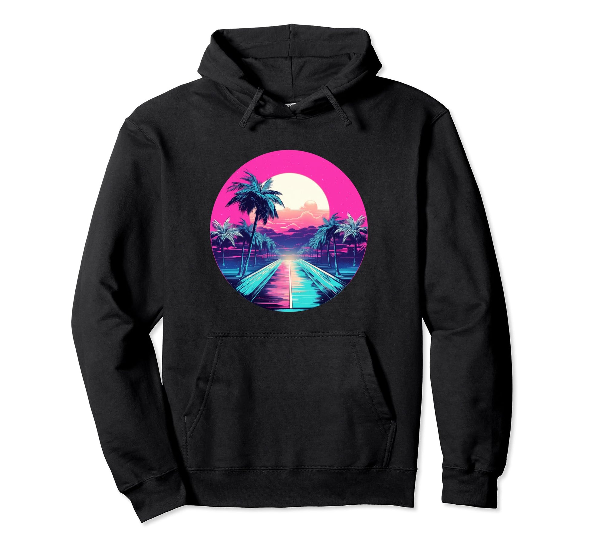 Vaporwave Landscape Aesthetic Art Hoodie - Fun Novelty Design Men Women - T-Shirt, Sweatshirt, Hoodie