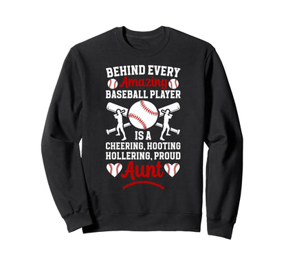 Proud Aunt Baseball Player Aunt Sweatshirt - Custom Art Print Men Women - T-Shirt, Sweatshirt, Hoodie