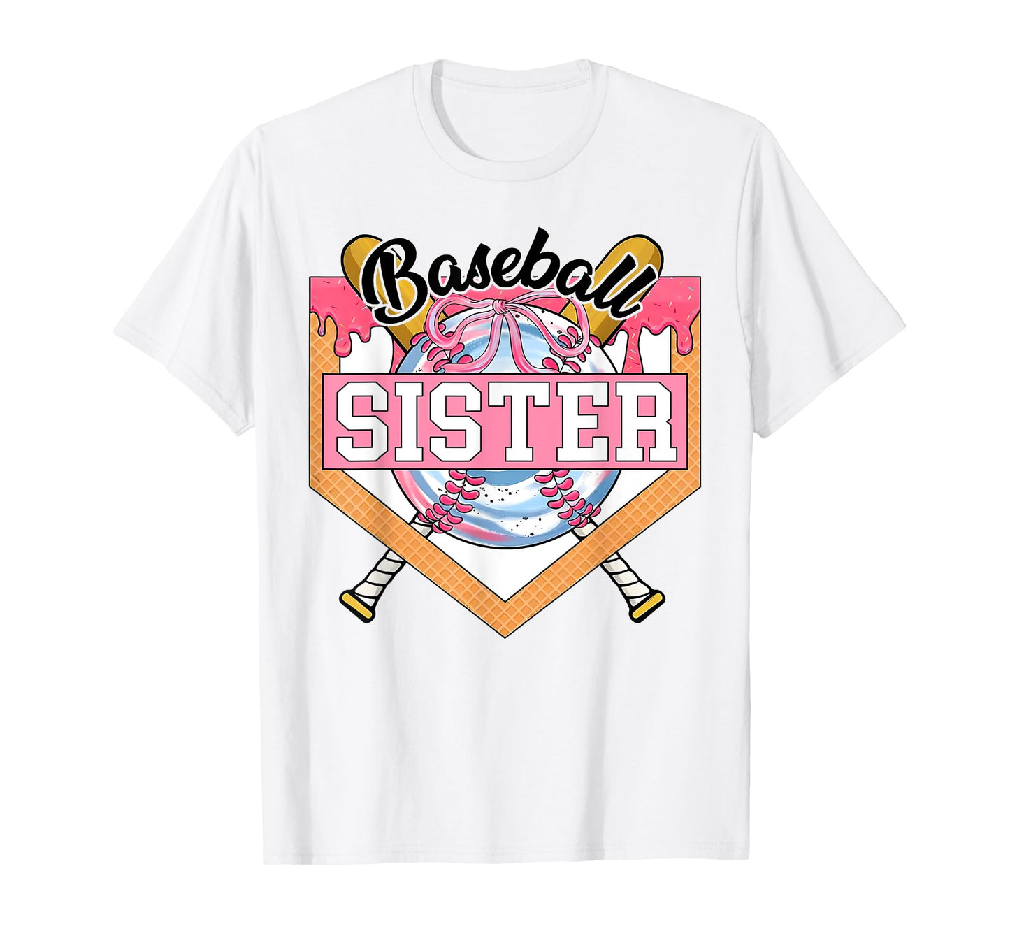 Baseball Sister Coquette Bow Game Day T-Shirt - Novelty Apparel for Adults - T-Shirt, Sweatshirt, Hoodie