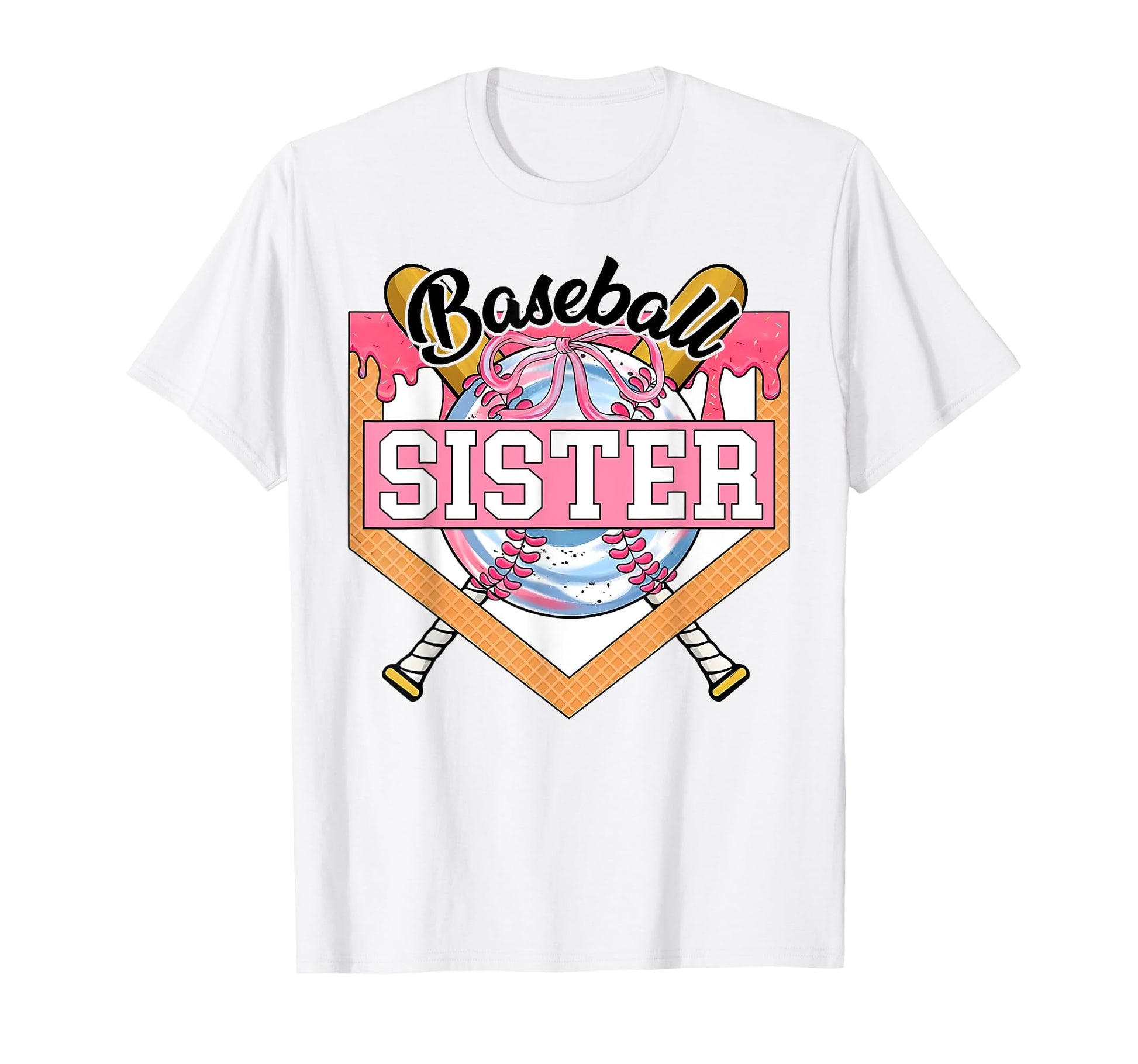 Baseball Sister Coquette Bow Game Day T-Shirt - Novelty Apparel for Adults - T-Shirt, Sweatshirt, Hoodie