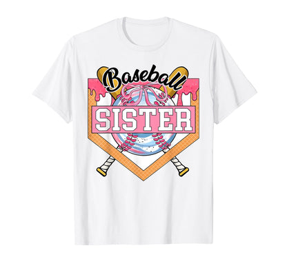 Baseball Sister Coquette Bow Game Day T-Shirt - Novelty Apparel for Adults - T-Shirt, Sweatshirt, Hoodie