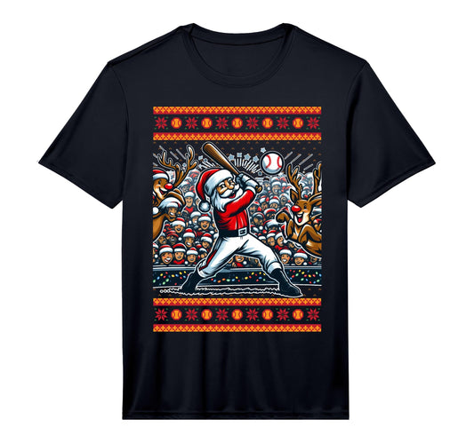 Santa Claus Playing Baseball Player T-Shirt - Novelty Apparel Unisex - T-Shirt, Sweatshirt, Hoodie