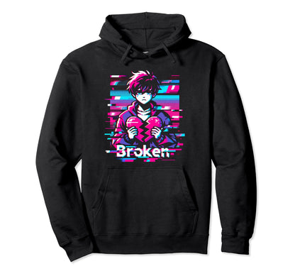 Sad Anime Pixel Japanese Vaporwave Hoodie - Minimalist Print Men Women - T-Shirt, Sweatshirt, Hoodie