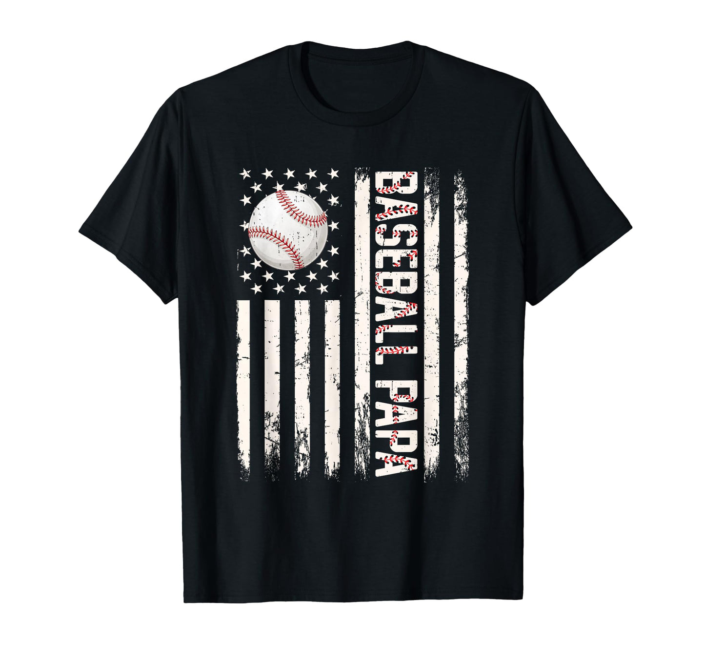 Baseball Papa Usa American Flag T-Shirt - Graphic Print Men Women - T-Shirt, Sweatshirt, Hoodie