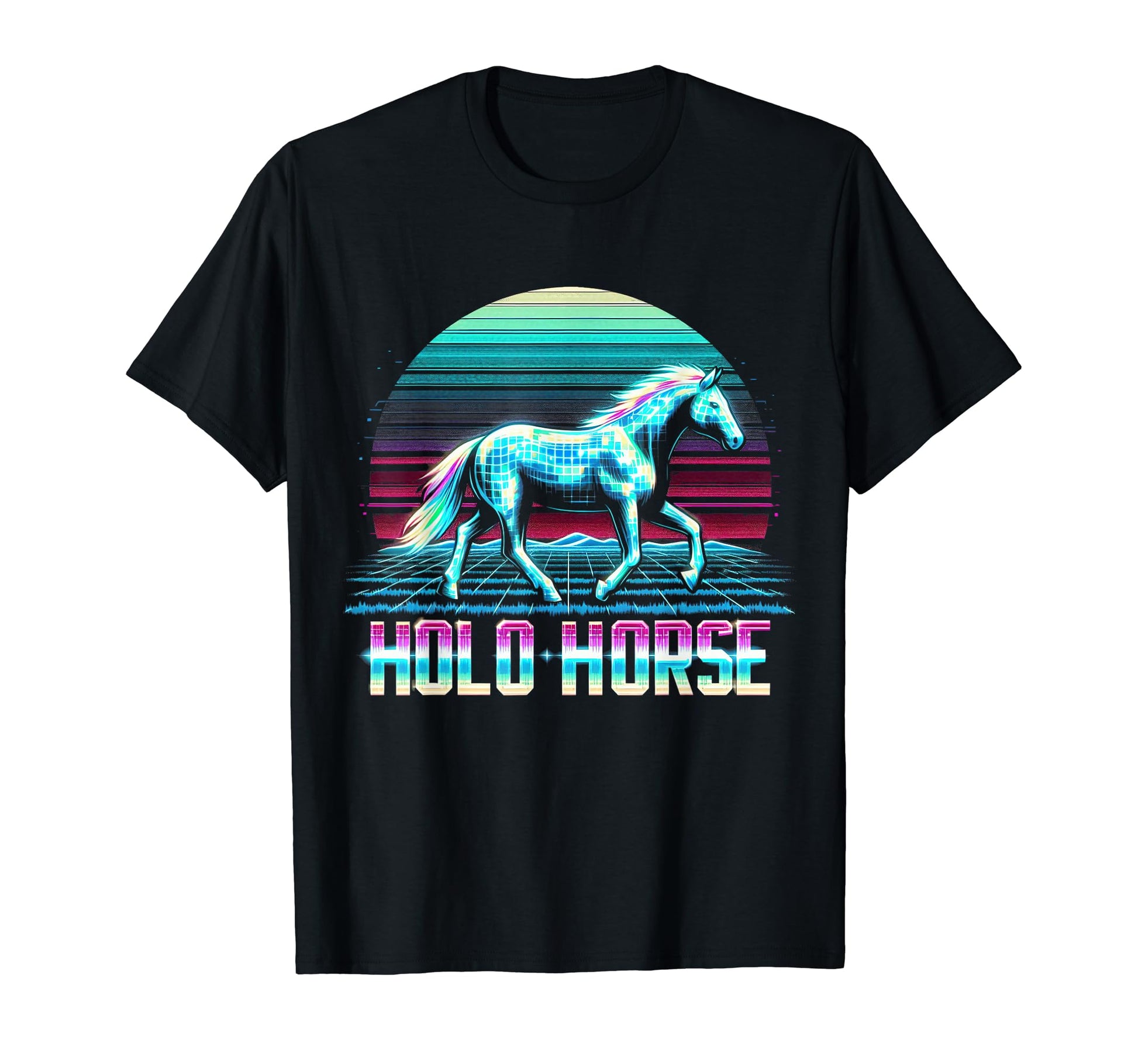 Horse Vaporwave Aesthetics T-Shirt - Casual Everyday Wear Unisex - T-Shirt, Sweatshirt, Hoodie