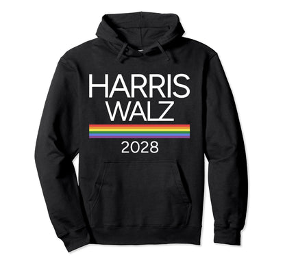 Harris Walz 2028 Lgbtq Rainbow Pride Hoodie - Minimalist Print Men Women - T-Shirt, Sweatshirt, Hoodie