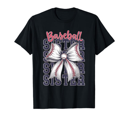 Baseball Sister Coquette Bow T-Shirt - Fun Novelty Design Men Women - T-Shirt, Sweatshirt, Hoodie