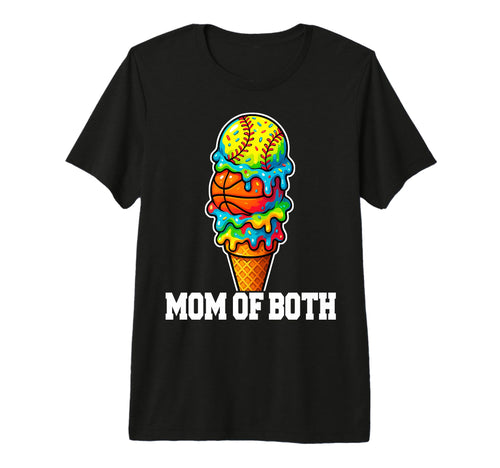 Softball Basketball Mom Ice Cream Drip T-Shirt - Trendy Graphic for Adults - T-Shirt, Sweatshirt, Hoodie