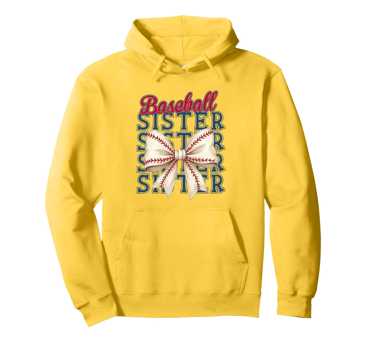 Baseball Sister Coquette Bow Baseball Hoodie - Minimalist Print Unisex - T-Shirt, Sweatshirt, Hoodie
