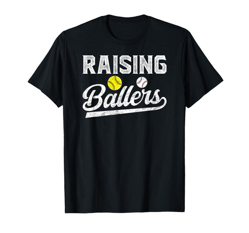 Raising Ballers Baseball Softball Dad T-Shirt - Unique Graphic Men Women - T-Shirt, Sweatshirt, Hoodie