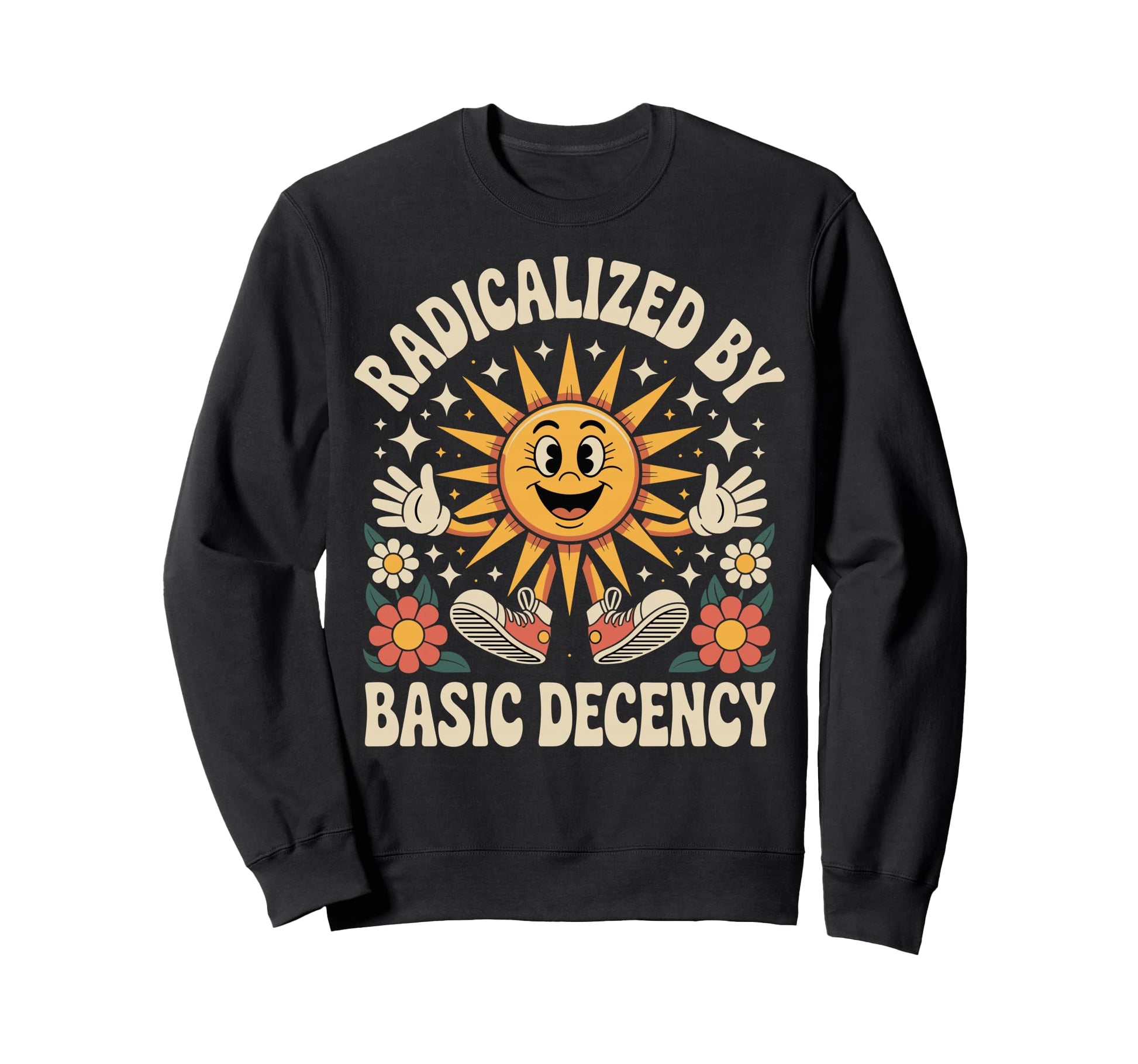 Radicalized Basic Decency Groovy Sweatshirt - Minimalist Print Men Women - T-Shirt, Sweatshirt, Hoodie