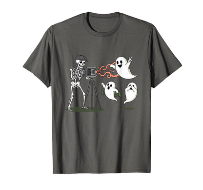 Photographer Skeleton Camera Halloween T-Shirt - Unique Graphic for Adults - T-Shirt, Sweatshirt, Hoodie