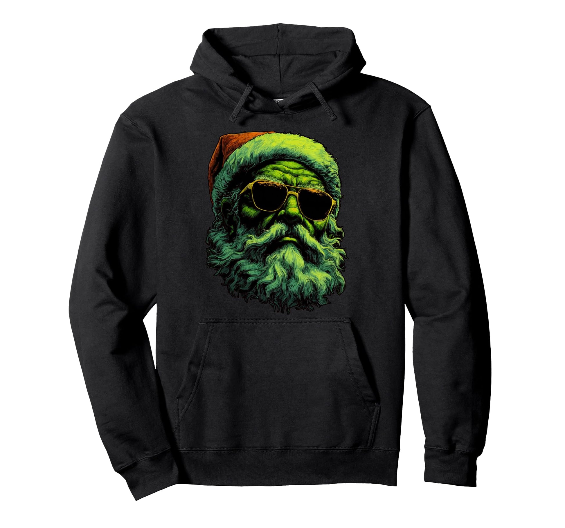Punk Santa Claus Sunglasses Rocker Grunge Hoodie - Trendy Graphic Men Women - T-Shirt, Sweatshirt, Hoodie
