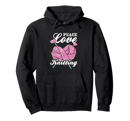 Crocheter Crochet Knitting Peace Love Hoodie - Trendy Graphic Men Women - T-Shirt, Sweatshirt, Hoodie