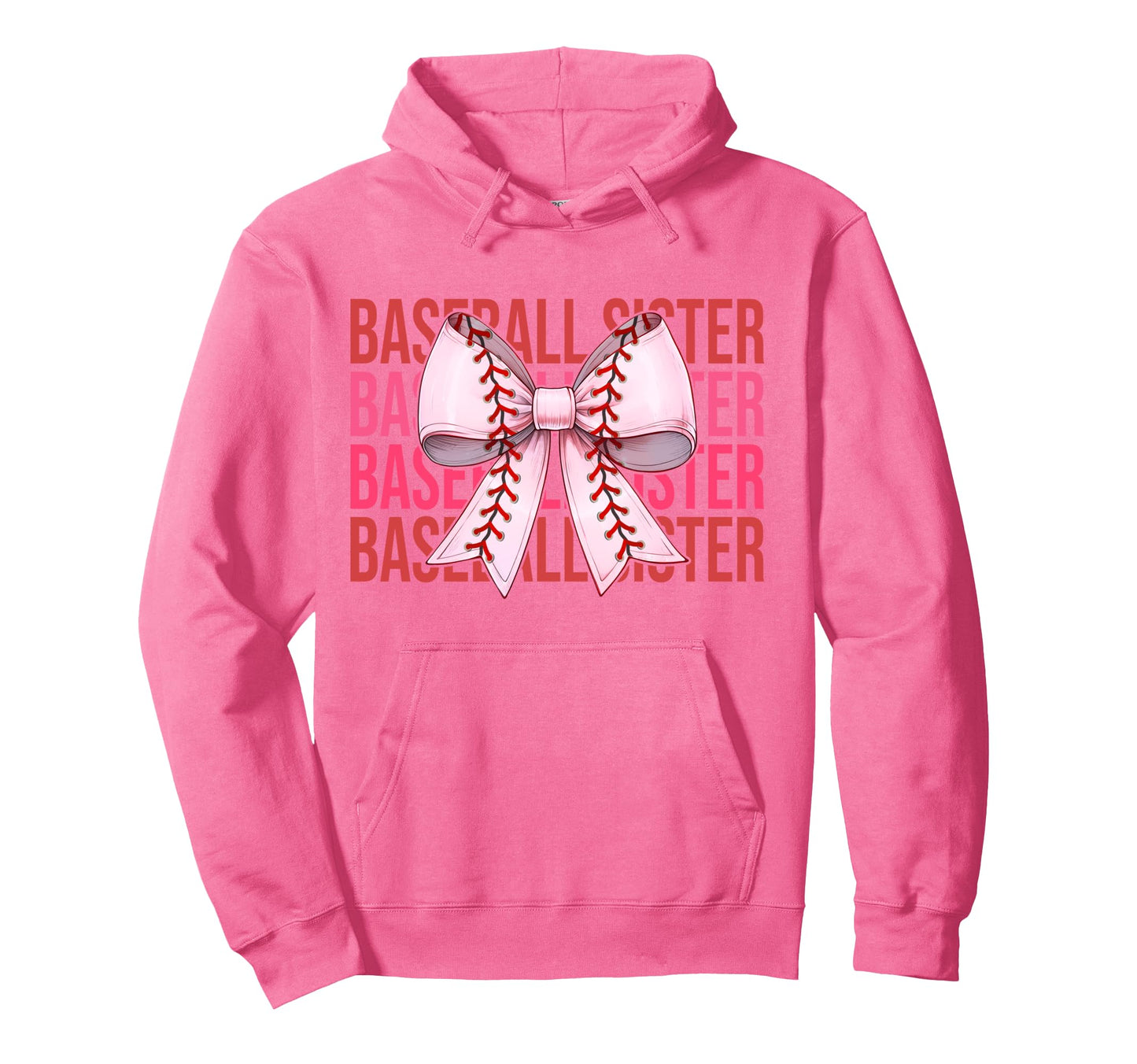 Baseball Sister Baseball Coquette Bow Hoodie - Streetwear Style Unisex - T-Shirt, Sweatshirt, Hoodie