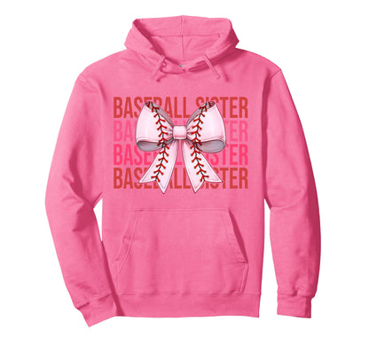 Baseball Sister Baseball Coquette Bow Hoodie - Streetwear Style Unisex - T-Shirt, Sweatshirt, Hoodie