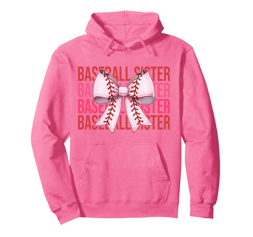 Baseball Sister Baseball Coquette Bow Hoodie - Streetwear Style Unisex - T-Shirt, Sweatshirt, Hoodie