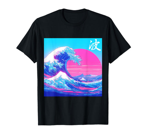 Japanese Wave Kanagawa Vaporwave Ocean T-Shirt - Graphic Print Men Women - T-Shirt, Sweatshirt, Hoodie