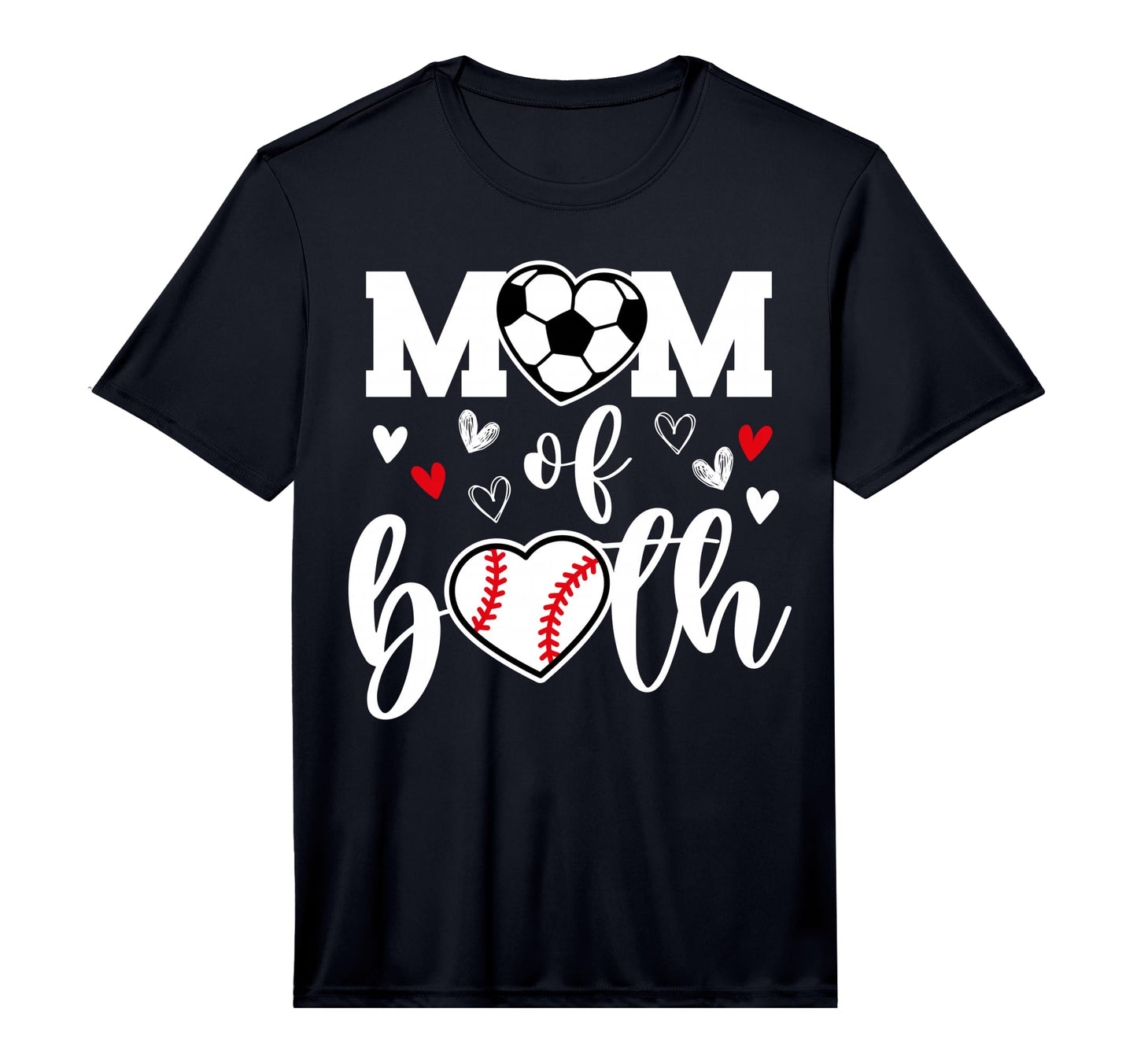 Mom Both Heart Soccer Baseball Sports T-Shirt - Novelty Apparel Men Women - T-Shirt, Sweatshirt, Hoodie