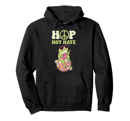 Peaceful Hippie Frog Groovy 70S Hoodie - Aesthetic Graphic for Adults - T-Shirt, Sweatshirt, Hoodie