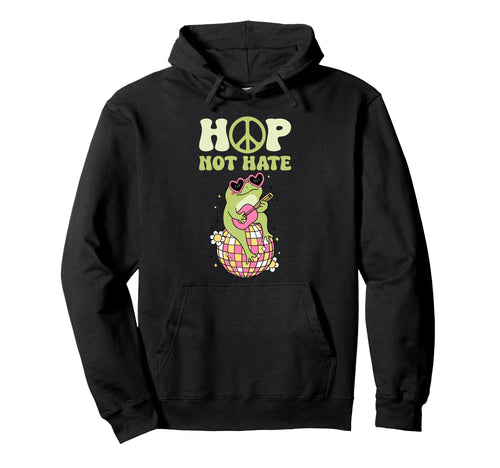 Peaceful Hippie Frog Groovy 70S Hoodie - Aesthetic Graphic for Adults - T-Shirt, Sweatshirt, Hoodie