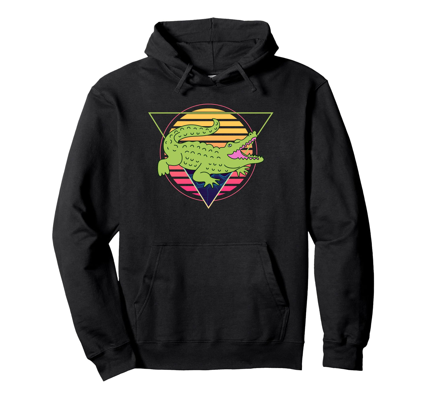 Alligator Futuristic Miami Vaporwave Hoodie - Unique Graphic Unisex - T-Shirt, Sweatshirt, Hoodie