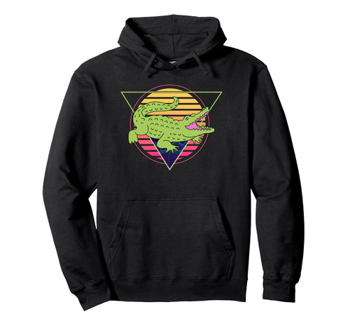 Alligator Futuristic Miami Vaporwave Hoodie - Unique Graphic Unisex - T-Shirt, Sweatshirt, Hoodie