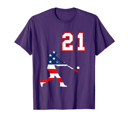 Baseball Player Number 21 American T-Shirt - Custom Art Print Men Women - T-Shirt, Sweatshirt, Hoodie